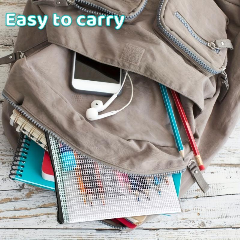 Product Introduction of A6 Mesh Zipper Pouch, 20pcs/set Waterproof Plastic Storage Bag, File Folder, Stationery Storage Bag, Travel Organizer for School, Travel, Office 3