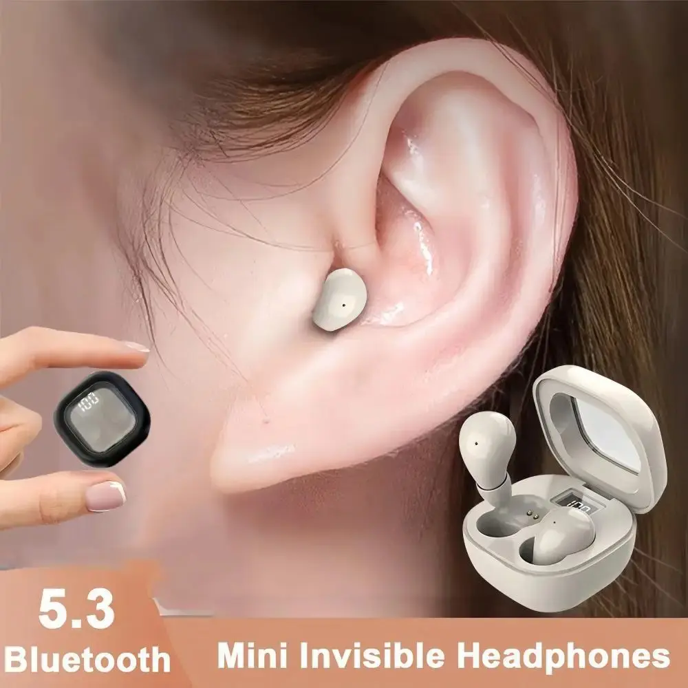Bluetooth 5.3 Earphones Mini Invisible Headphones TWS Wireless Earbuds HIFI Stereo Noise Reduction Heasets with Microphones