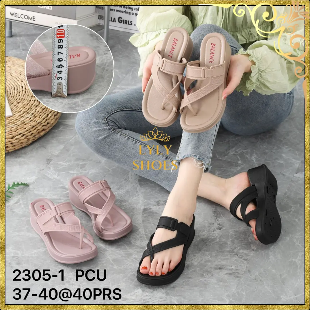Balance Sandal Jepit Wanita Wedges Semi Formal Import 2305-1 jelly 5CM HAK Sendal