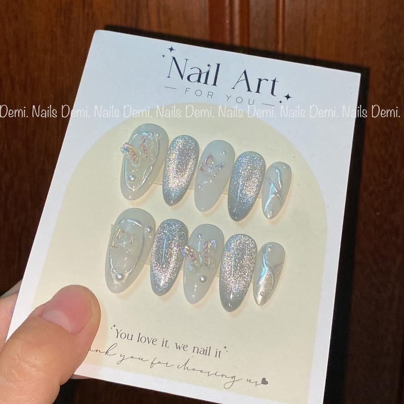 Nailbox thiết kế nail Mắt Mèo  bướm trắng siêu sáng Độ bóng cao Độ bóng cao