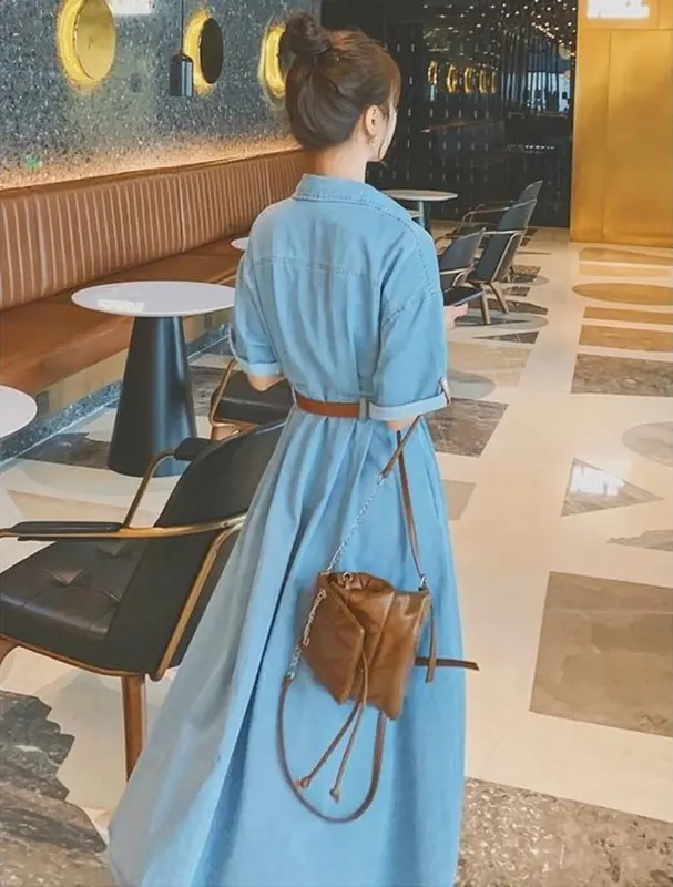 Váy jean denim dress dài xòe chất mềm trẻ trung thanh lịch JU24034 Joy1886 cho nữ - Women, Nữ vaytet đầm  trắng vay sang 5