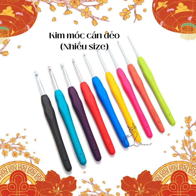  Kim móc len cán nhựa dẻo | Kim móc êm tay size cơ bản Diy 