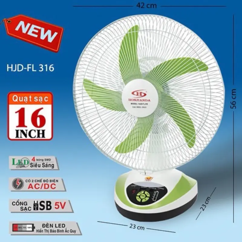 Quạt tích điện Honjianda FL 316 QuạT Fan QuạT Fan