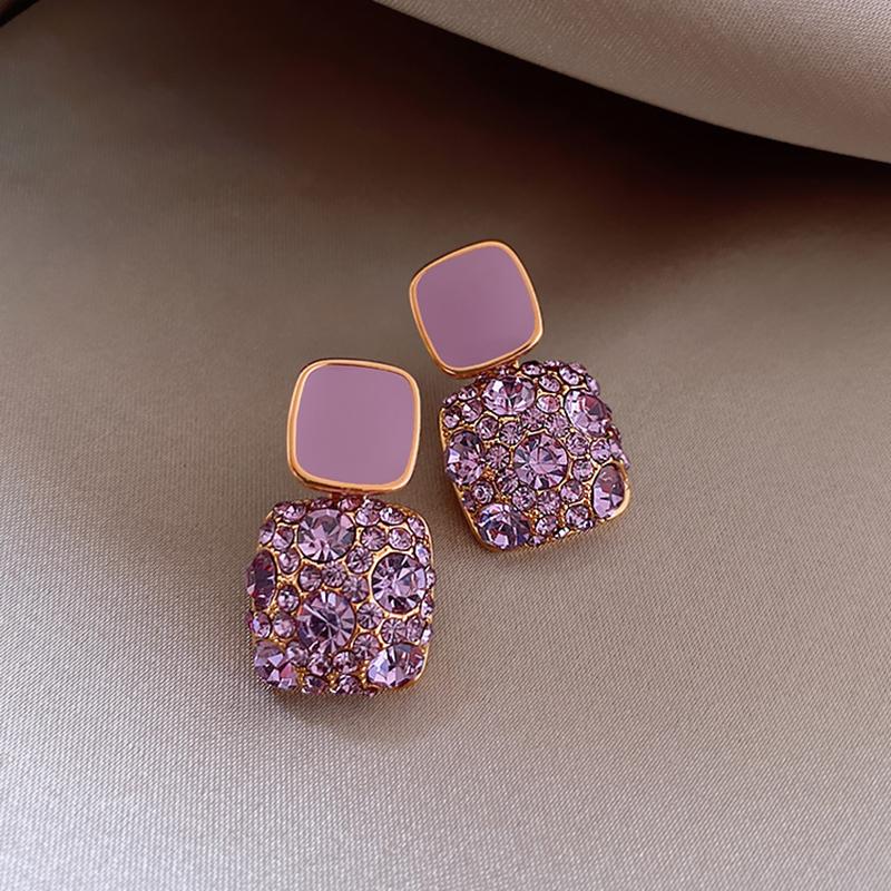 Product Introduction of Vintage Black Crystal Square Earrings Fashion Statement Rhinestone Drop Earrings for Women Wedding Jewelry Personality Gifts 14