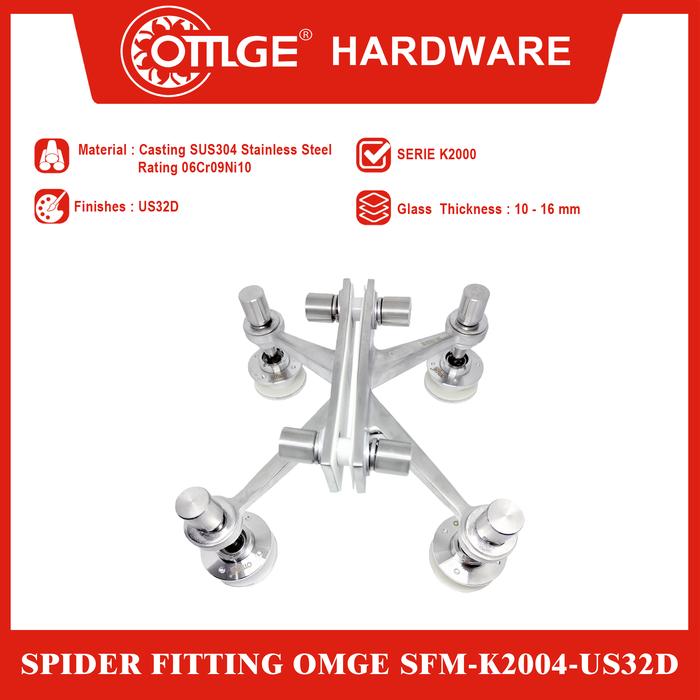 Gambar Spider Fitting/Klem Kaca Laba-laba OMGE SFM-K2004-US32D dari OmgeHardware Kota Administrasi Jakarta Utara Tokopedia