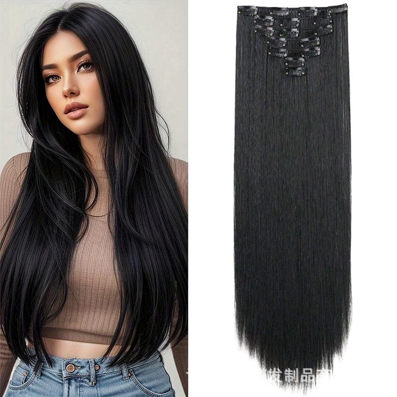 Product Introduction of Cross-border European and American seven-piece straight hair extensions, foreign trade wholesale, increase hair volume, natural invisible simulation wig extensions 0