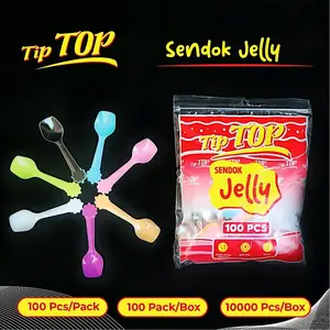 Sendok Jelly / Pudding ( Bening , Putih Susu , Warna ) isi 100 pcs Merek Tip Top