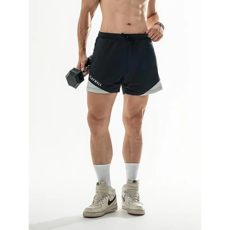 Quần short thể thao Sport  nam họa tiết phối đặc sắc, form rộng giúp vận động thoải mái Playwell 10235 1