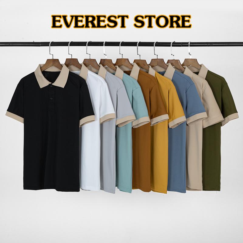 Áo polo nam vải thun cá sấu co giản 4 chiều phối cổ be thời trang Everest 9 màu hot Tết 2025 Menswear Shirt Có Cổ Jean