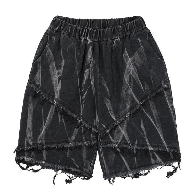 Quần Denim, Phong Cách Đường Phố Mỹ Mùa Hè Cổ Điển Goth Tie-Dye, Quần Đùi Vibe Đường Phố Cao Cấp Hợp Xu hướng Dành Cho Nam Giới, Thủ Công Giặt 3