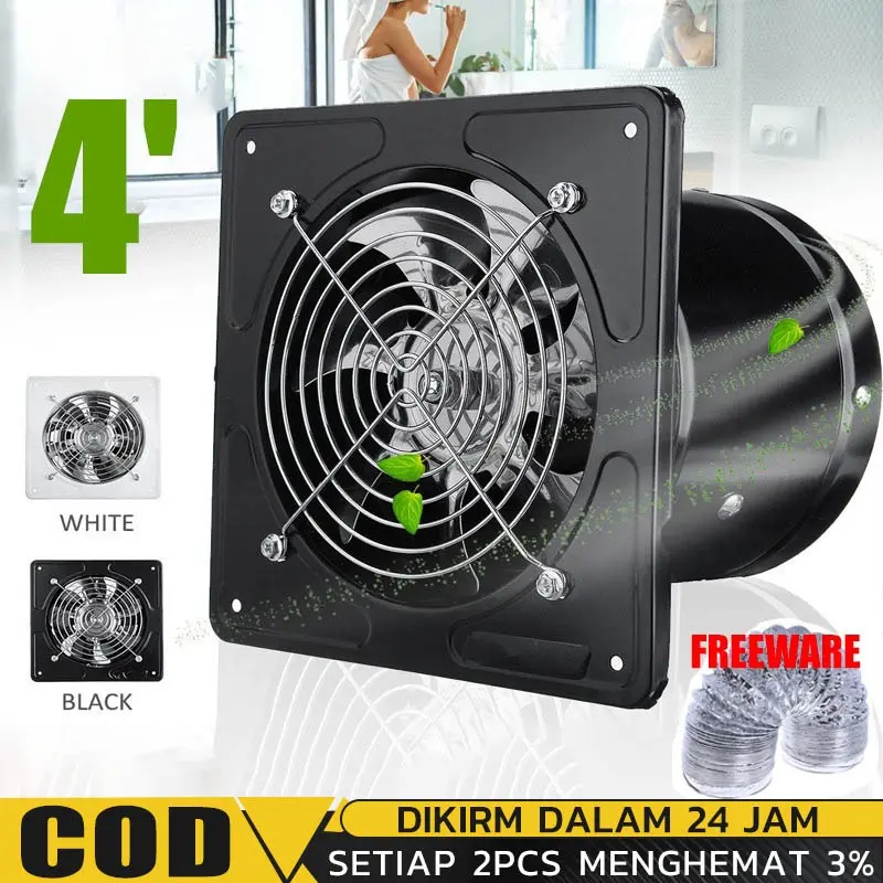 Exhaust fan Dinding 4 Inch Booster Fan Wall Duct Fan Kipas Booster/Exhaust Fan Dinding Exhaust Fan Bisu Angin Plafon Kipas Atap Kipas Kamar Mandi Kipas Dapur Kipas Angin Hisap Plafon 4 INCH