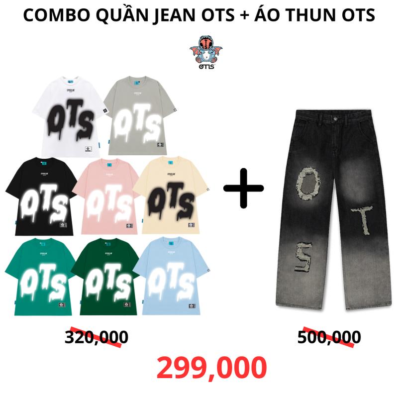 Combo áo thun OTS + quần jean OTS local brand OtisClub Nam Menswear Cotton Polo Cổ Tròn