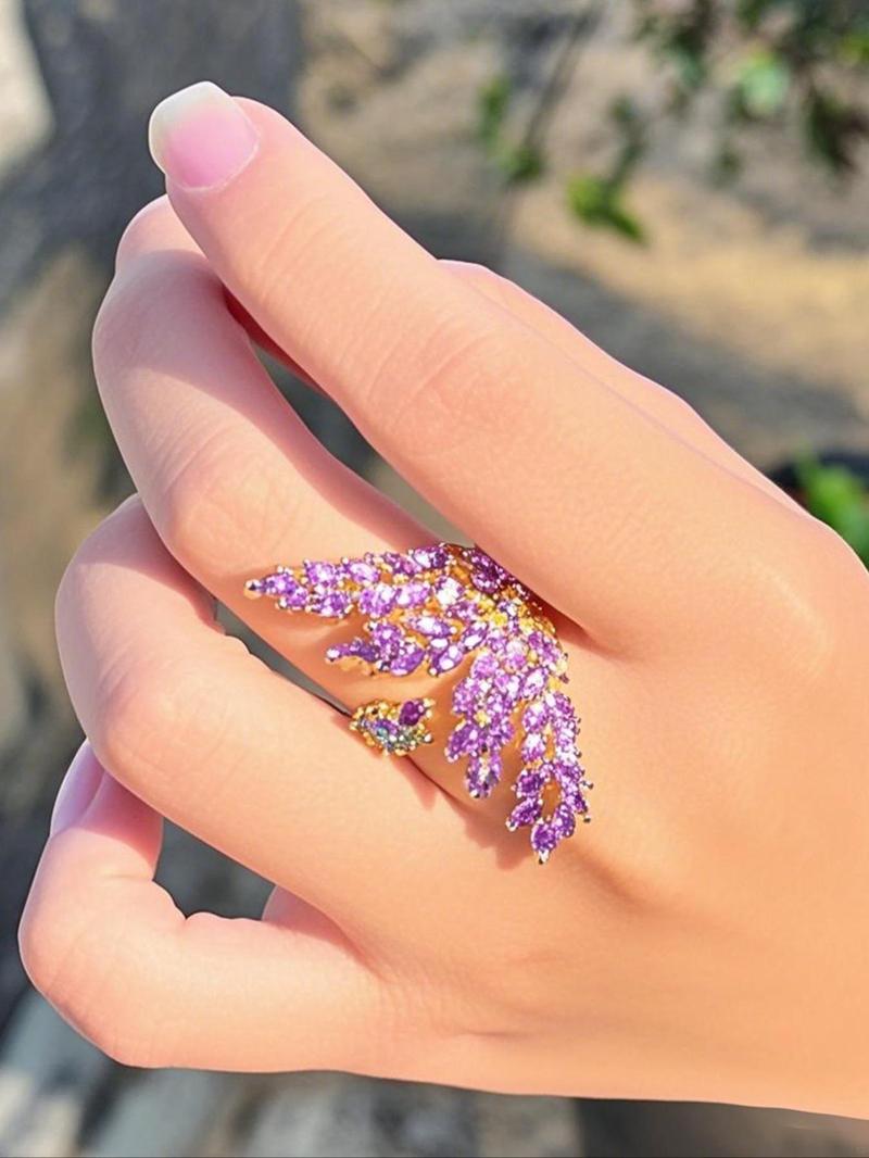 Product Introduction of Tree Branch Design Artificial Zircon Inlaid Cuff Ring, Fashion Accessories for Women, Trendy All-match & Exquisite Jewelry for Birthday Gift 7