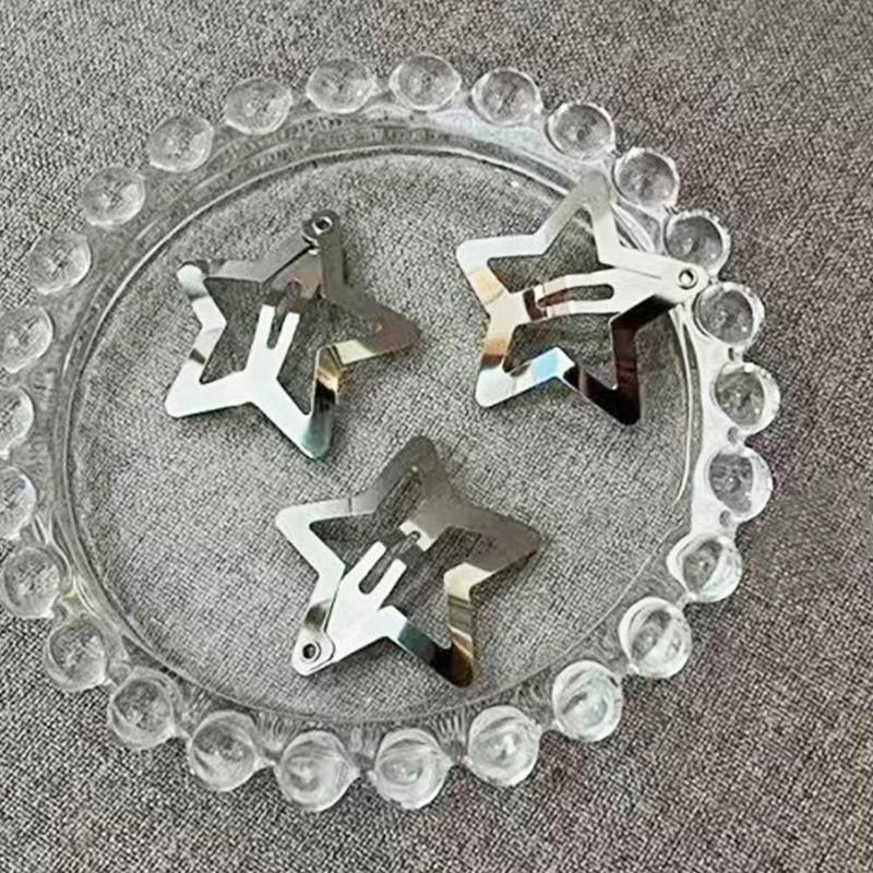 Product Introduction of Cute Elegant Hairpin No Slip Sparking Star Metal Fashion Hair Hairclips Mini Metal Snap Clip Pentagram Hairpin 23