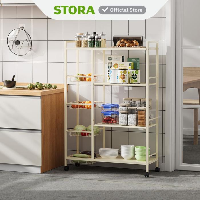Stora Rak Roda Jual STORA CUCINA RAK PENYIMPANAN DENGAN RODA & KERANJANG - KREM ...