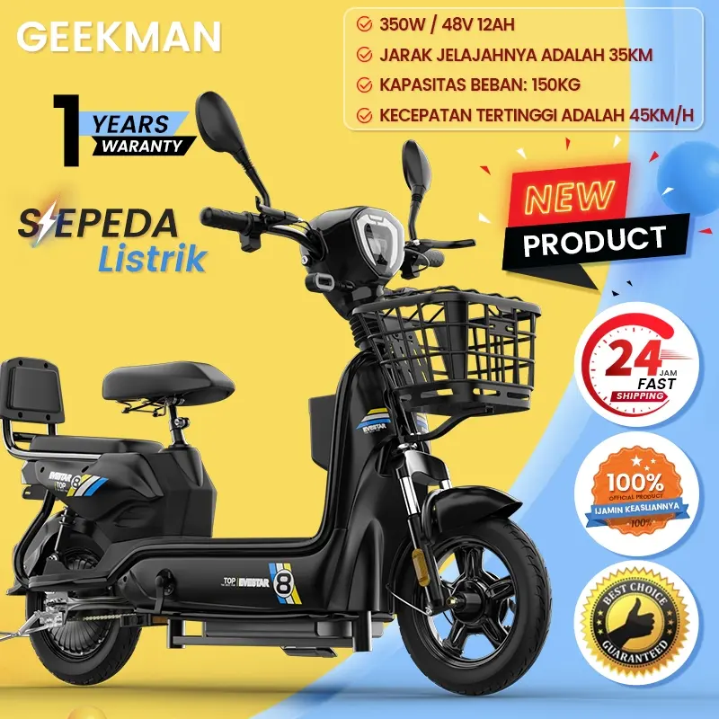 Geekman Sepeda Listrik Murah Sepeda Listrik Dewasa 48v 12ah Jarak Jelajahnya Adalah 45km Garansi Resmi 0