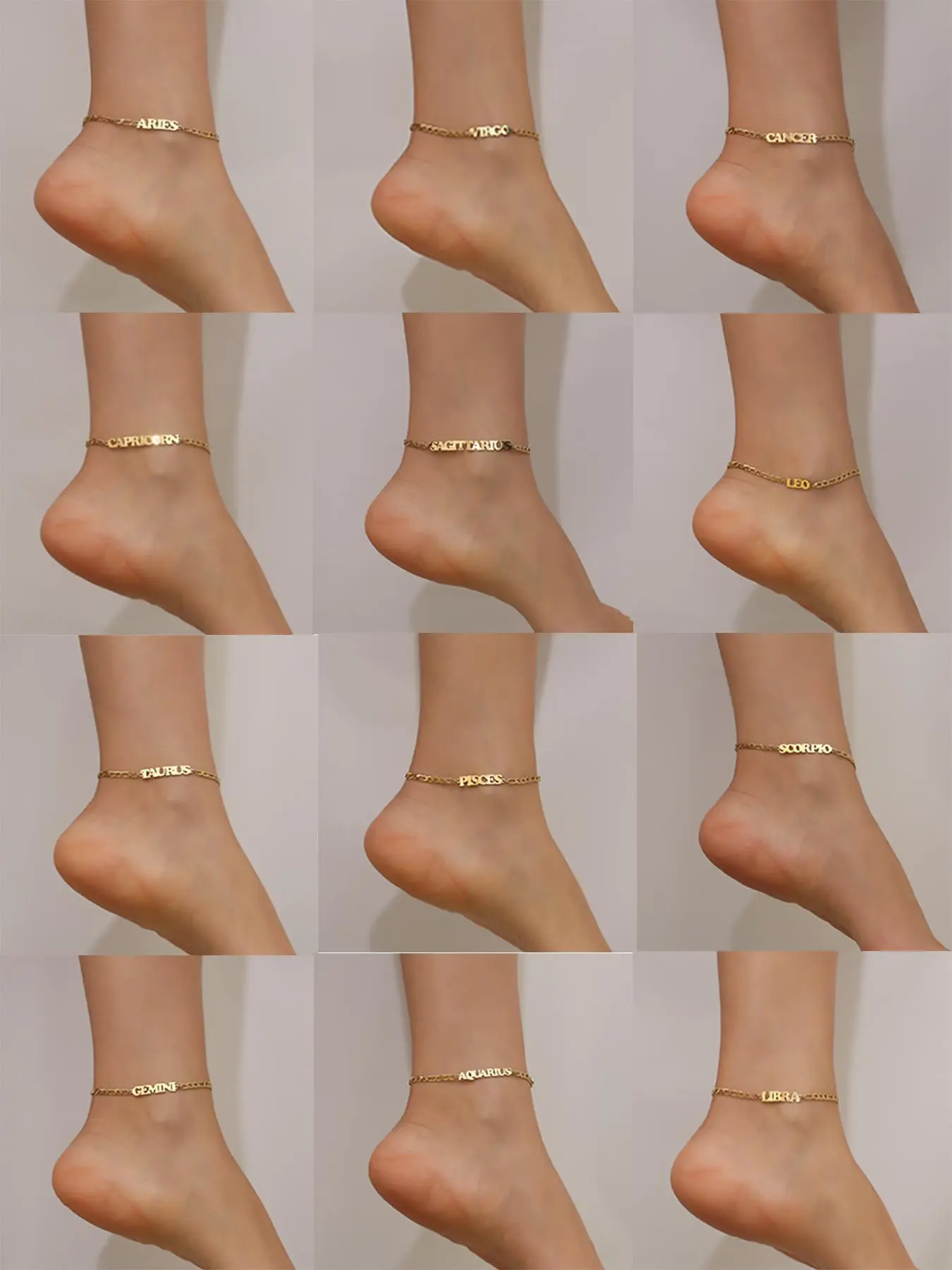 Summer 2024 Elegant Letter Detail Anklet for Women for Gift, Stainless Steel 12 Constellations Themed Foot Jewelry, Classic Fashion Accessories for Daily Wear