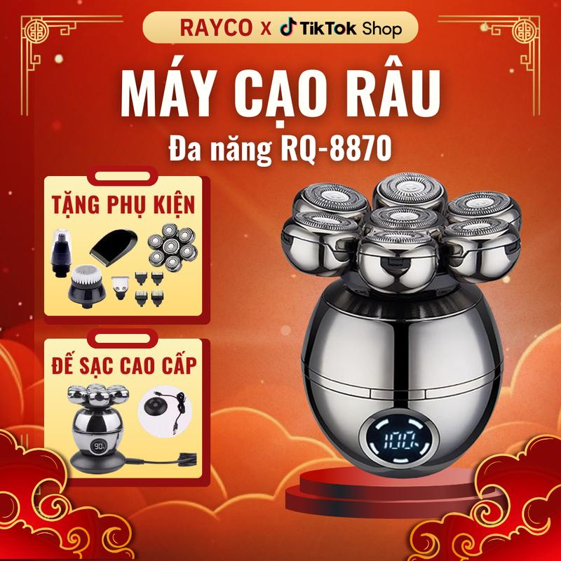 Máy cạo râu RAYCO đa năng 7D RQ-8870, 7 lưỡi cạo trọc đầu sát, êm, chống nước IPX7, bảo hành 12 tháng máy cạo râu