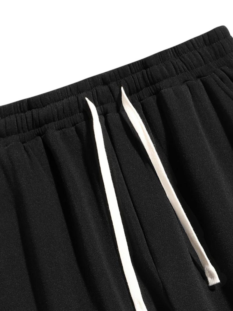 Product Introduction of Men's Solid Thermal Lined Drawstring Waist Pants, Casual Comfy Regular Fit Straight Leg Trousers for Fall & Winter, Men's Bottoms for Daily Wear 4
