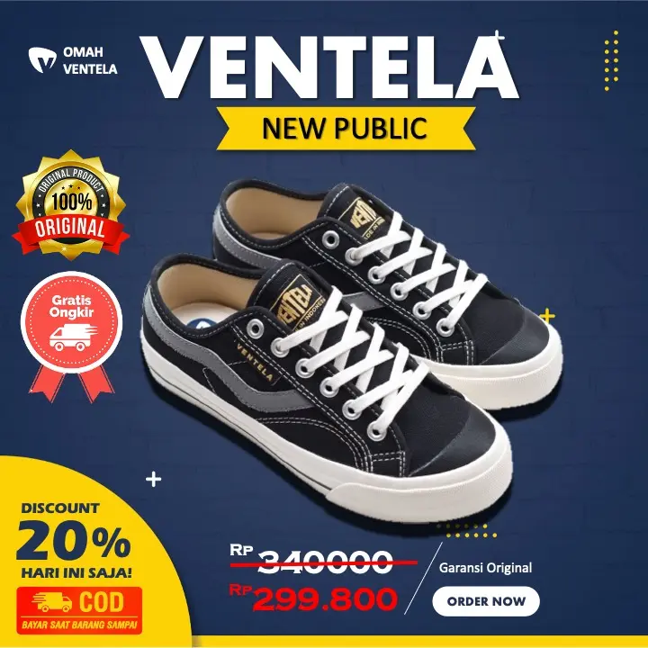 Sepatu Pria Wanita New Public Low Black Natural Produk Lokal Original Bergaransi Siap Kirim [READY STOCK] 0
