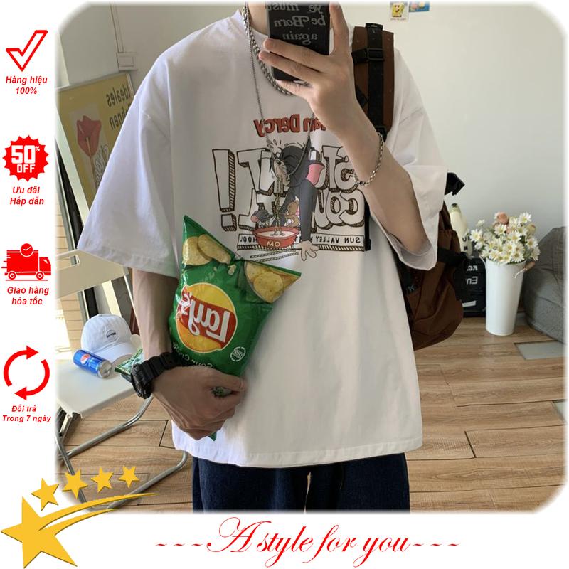 Áo thun nam, áo thun nữ, áo phông unisex tay lỡ form rộng oversize TOM2 0