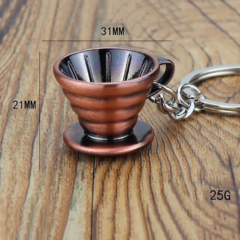 Dụng cụ pha cà phê sáng tạo 3D Móc chìa khóa Sữa bình quà tặng cà phê Dụng cụ pha cà phê Barista mini bằng kim loại Phụ kiện móc chìa khóa sáng tạo cho cô gái Quà tặng Women Hoa 4