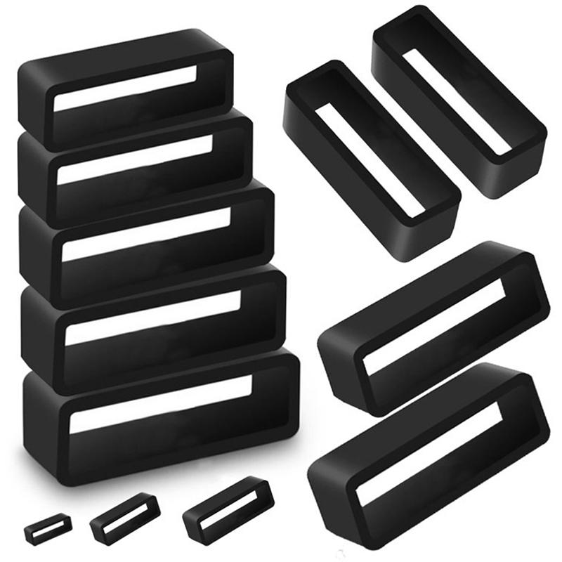 7 Sizes Black Silicone Watch Strap Retaining Hoop Loop Rubber Buckle ...