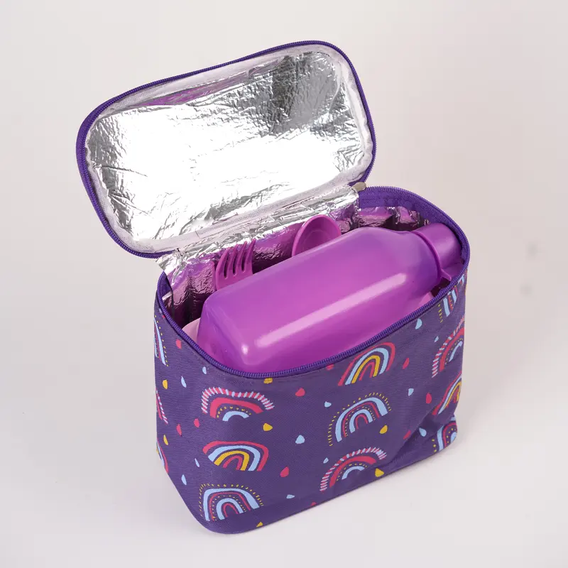 {COD TERMURAH ) CPM  rainbow lunch bag set of 5 pcs with alumunium foil Garpu Kotak 5
