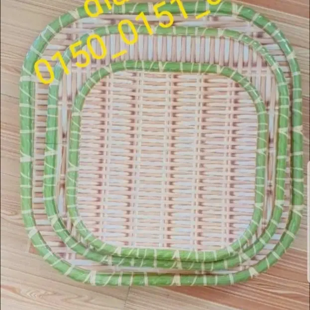 Combo 3 đĩa phíp  vuông giả mây tre đan 3