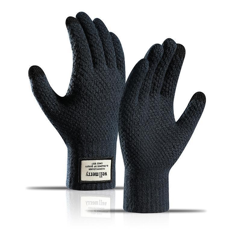 Winter Men Knitted Gloves Touch Screen High Quality Male Mitten Thicken Warm Wool Cashmere Solid Color Men Business Gloves 1
