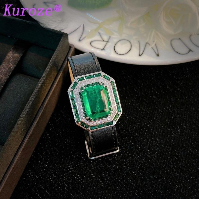 Kuroze Luxury Emerald Pendant Necklace with Cotton Green Crystal Unique Green Diamond Wristband Bracelet 7