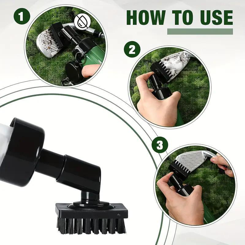 Golf Cleaning Tool Set, 1 Set Golf Brush & Water Spray Brush & Pull Rope Buckle Kettle & Brush, Golf Club Head Cleaning Tool 6