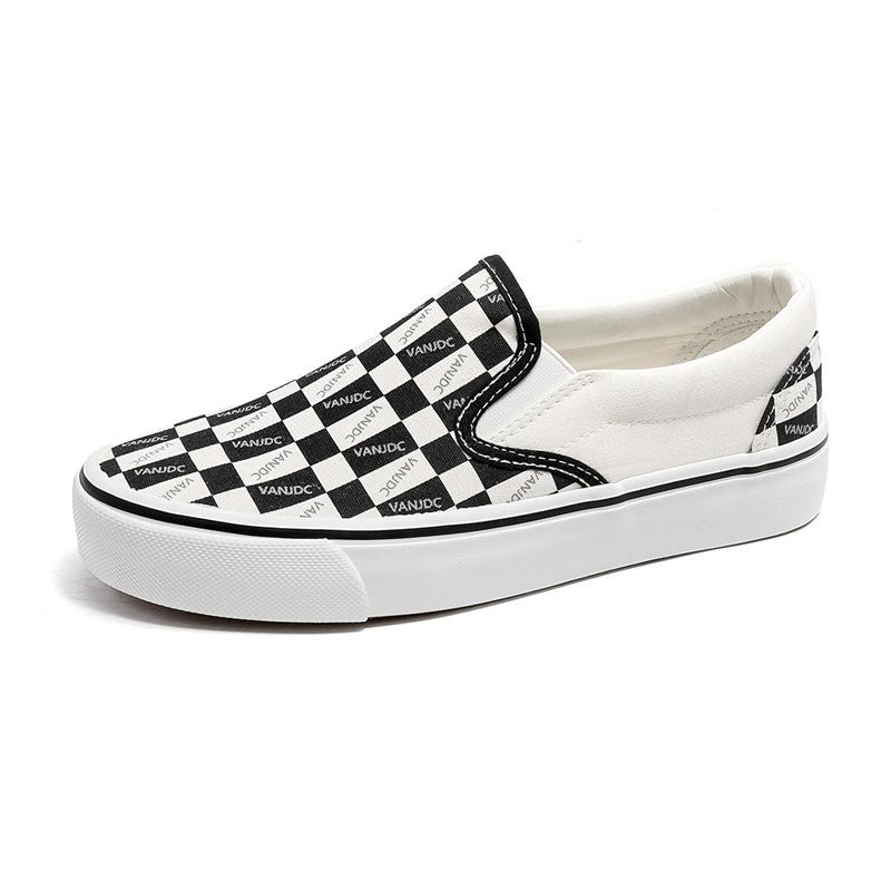 Women's Plaid Canvas Shoes, Casual Flat Shoes, Low-top Non-slip Wear-resistant Canvas Shoes for Students and Couples 5