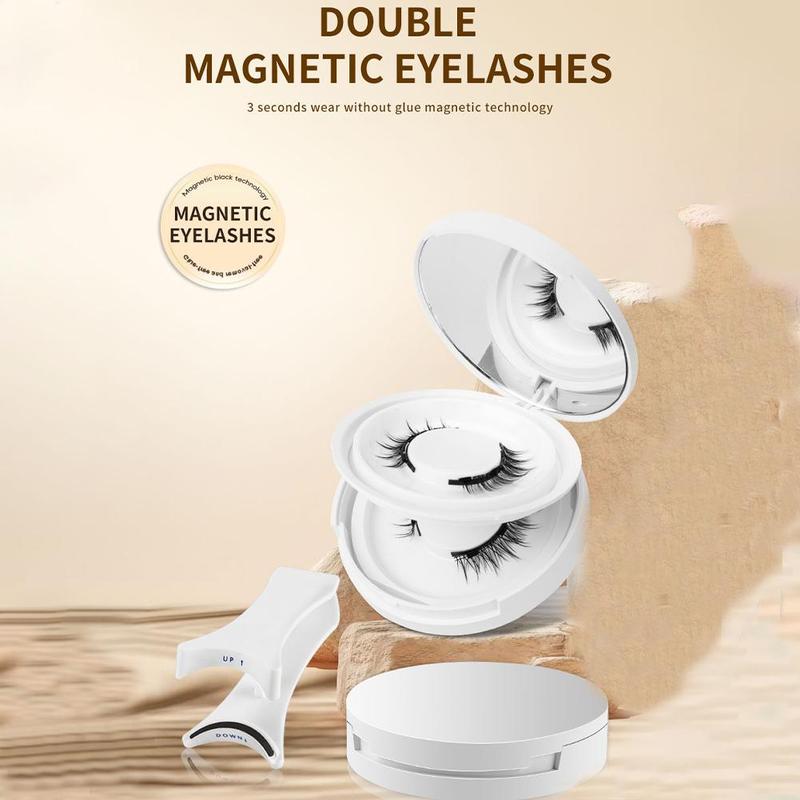 Lông Mi Giả Từ Tính 3D, 4 Miếng (1 Cặp) Kèm Kẹp, Có Thể Tái Sử Dụng, Trông Tự Nhiên, Không Thấm Nước, Kẹp Miễn Phí