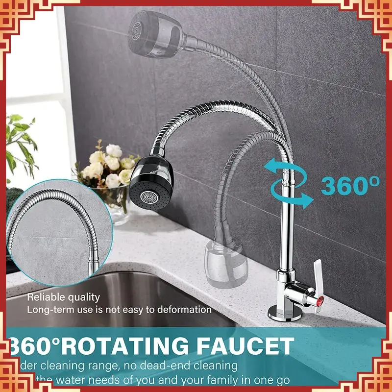 Hot kitchen faucet / Faucet Dapur Jualan Panas / 360 ° Paip Sejuk Fleksibel Berputar / Mengarahkan Faucet Fleksibel / Sink Mop Dobi Sink Faucet / Keran Fleksibel