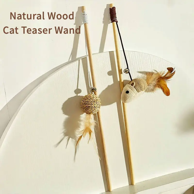 Cat toy, cat teaser wand, boredom buster for cats, with a bell, bite-resistant, energy-draining toy for kittens.