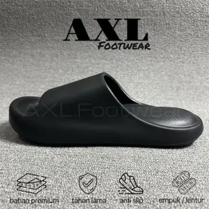 YUTU Sandal Jepit Teplek Sandal Rey Hitam Sandal Slop Unisex Kekinian Terbaru Bahan Karet EVA Phylon Selop Shoes