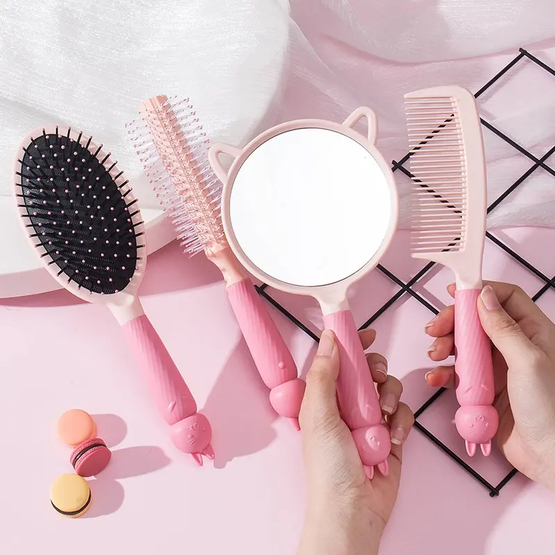 BISA COD F5669 Sisir Cermin Roll Rias Makeup Portabel / Sisir Cermin Import / Kaca Gagang Bulat / Sisir Rambut Rontok 0