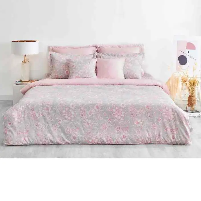Drap GA PHỦ Everon EPM 21060 vải modal, họa tiết in hoa tông màu hông pha ghi nhạt 0
