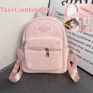 【COD】Liontin cinta Ransel Manis dan Lucu Gaya Mini pink Baru Ransel Sederhana Mode Tas Wanita Cream Komuter Serbaguna Yang Canggih Gaya Ins Korea Fashion Trend