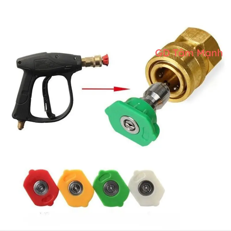 Bộ vòi xịt phun bọt tuyết rửa xe 1L lắp máy rửa xe áp lực cao và 5 béc xịt góc độ. 7