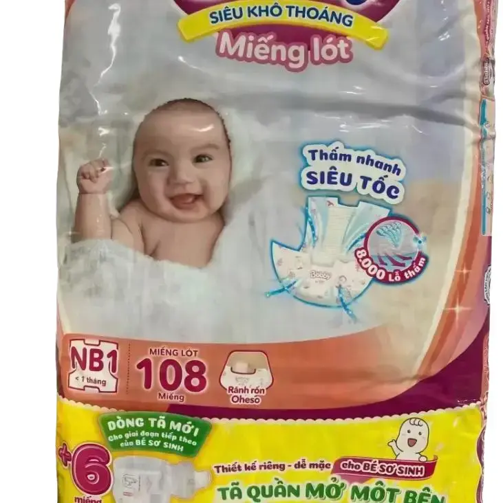 (Dùng Kèm Tã Vải Tam Giác) - Miếng lót sơ sinh Bobby NB1 108 miếng - Tặng thêm 6 miếng tã quần bên trong - Bobby NB1 - 108 - Miếng lót cho bé