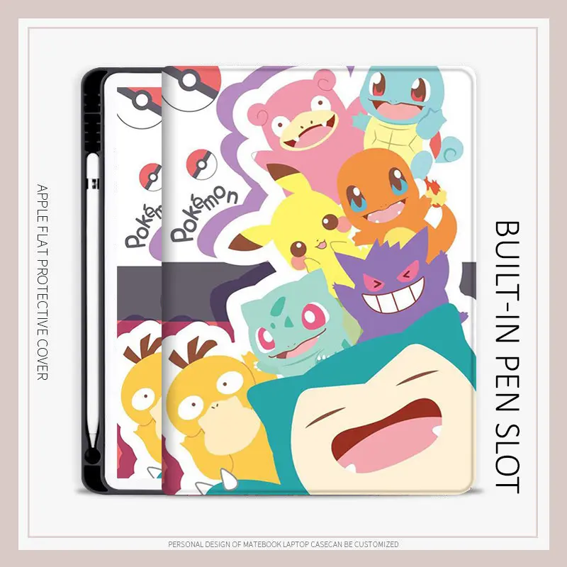 Ốp Pokemon, Tương Thích Với iPad Air4 / 5, Mini4 / 5 / 6, iPad 2022 Gen10, Pro11, 12.9 Gen7 / 8 / 9, iPad Gen5 / 6, Air1 / 2, Thiết Kế Hình Pikachu, Có Khe Cắm Bút 1