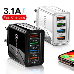 Adapter Charger 5V 3.1A 4 Port USB Quick Charging Fast Charging Pengisian Daya Cepat+Lampu LED