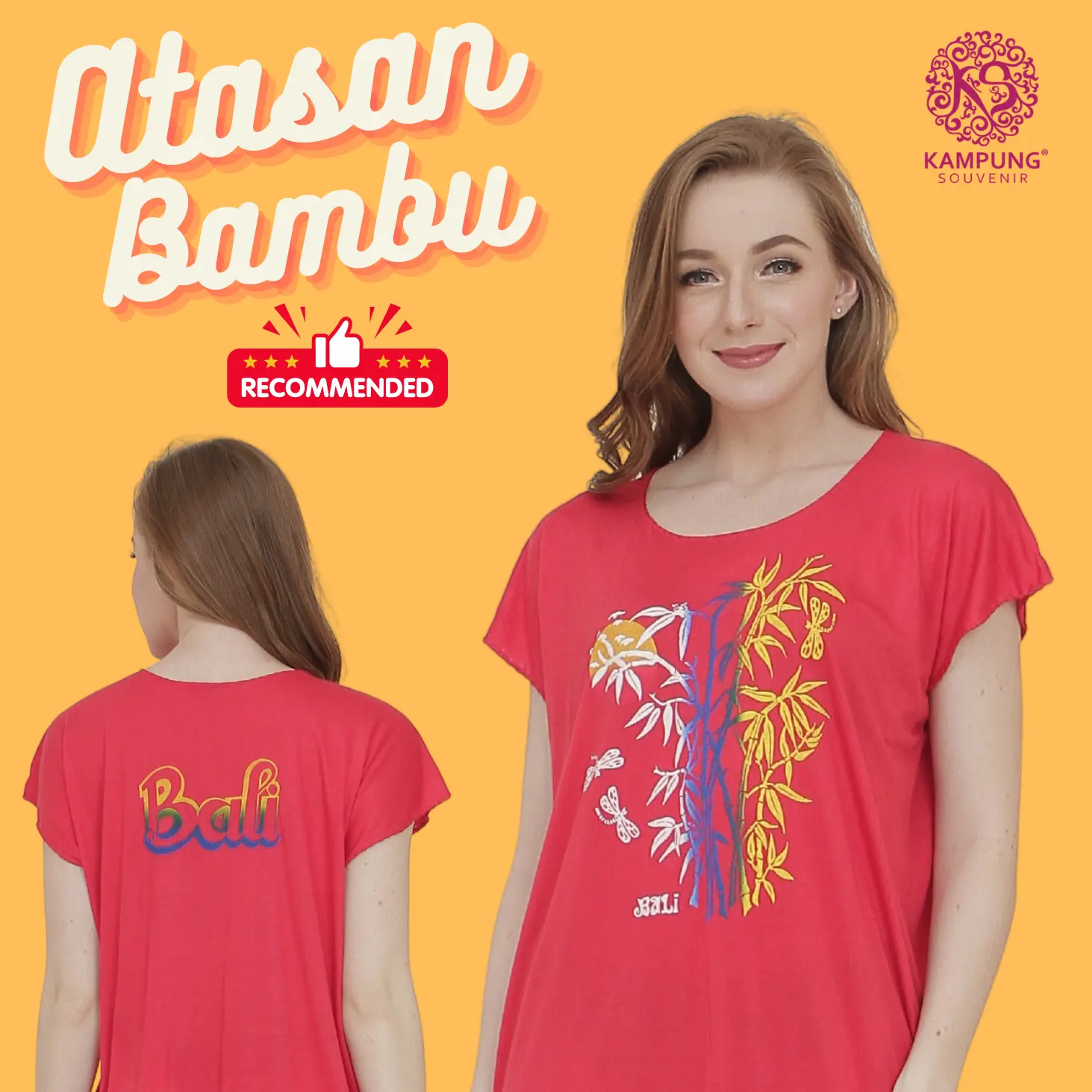 ATASAN BAMBU RAYON BALI -DEWASA-JUMBO- BEST RAYON KAOS BALI Lembut Nyaman Dewasa Santai Wanita motif baju pendek  cewek  polos pantai panjang Katun