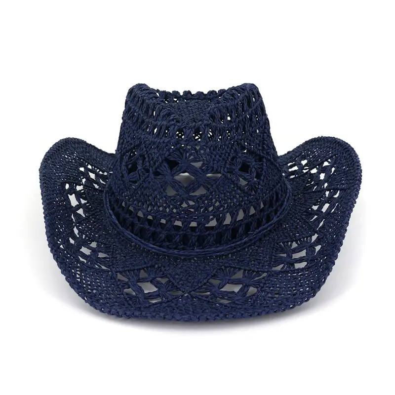 New Spring Summer Outdoor Unisex Couple Hats Travel Sun Protection Sun Hat Western Cowboy Straw Hat Handwoven Straw Hat 2