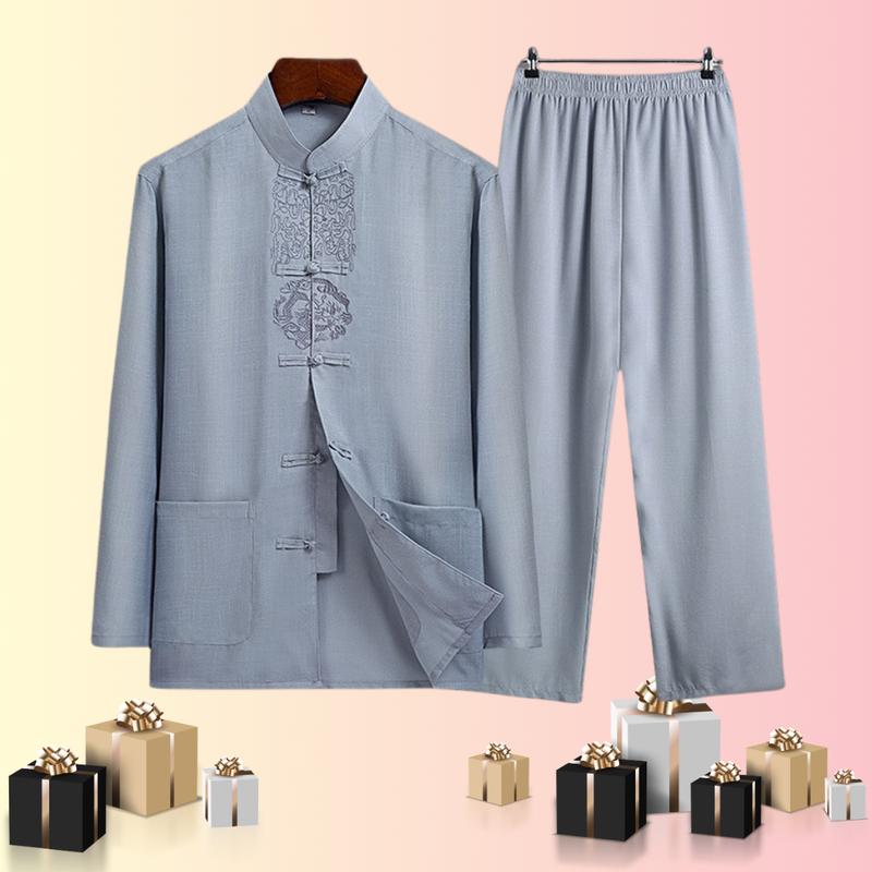 ( B5 ) Bộ đũi dài trung niên, Bộ Nam Chất liệu đũi tự nhiên thanh lịch. Menswear bomac  dichua set  đồ Áo Quần Màu Trắng Kem  Sơ Mi