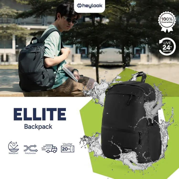 HEYLOOK Tas Ransel Laptop ELLITE Waterproof Backpack Pria Tas Leptop 14 - 15inch Tas Sekolah Tas Kuliah Tas Punggung Tas Kerja Cowok Terbaru 0