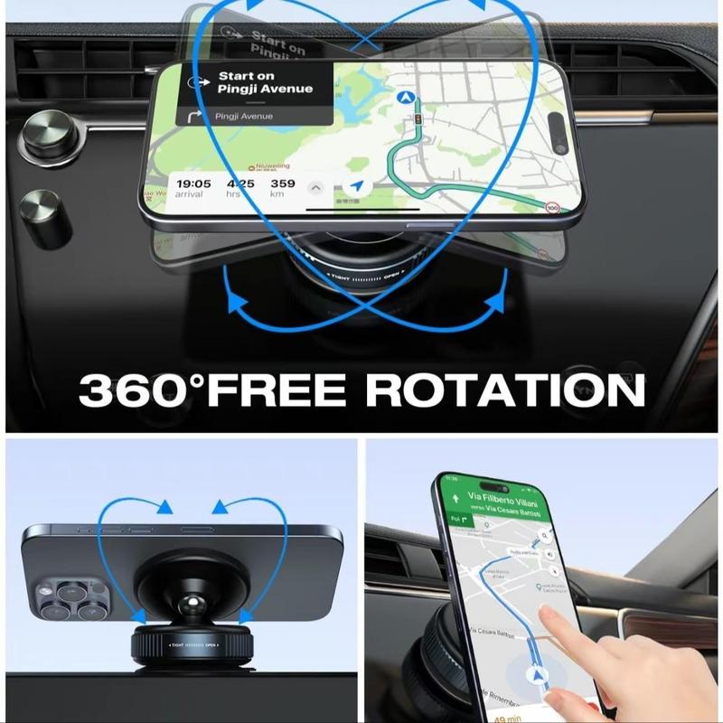 Vacuum Magnetic Suction Phone Mount, Magnetic Car Phone Holder, Car Accessories for iPhone 16 15 14 13, Ideal for Gym/Mirror/Shower/Smooth Surface, Car Essentials 3