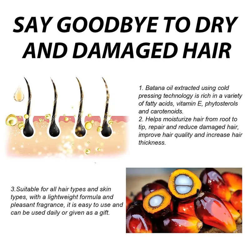 OUHOE Batana Oily Hair Essence 60ml Memperbaiki Rambut Rusak Memperkuat Akar Rambut Secara Efektif Mencegah Rambut Rontok Melembutkan, Menutrisi, Menenangkan Dan Memperbaiki Kulit Kepala Meningkatkan Kualitas Dan Kesehatan Rambut Esensi Perbaikan Rambut 3